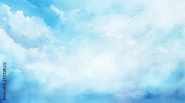 Fototapeta Blue clouds watercolor painting background