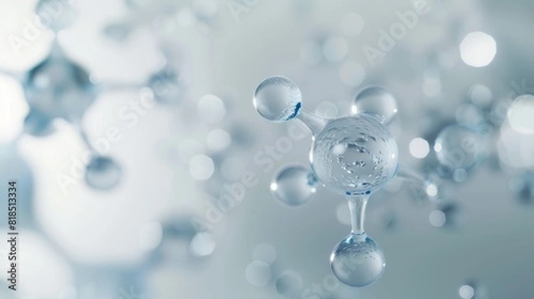 Fototapeta Molecular Structure Illustrating Skin Hydration with Hyaluronic Acid