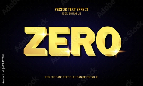 Fototapeta Gold zero editable text effect trending style modern