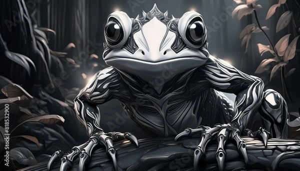 Fototapeta Black and white frog, looking nice 