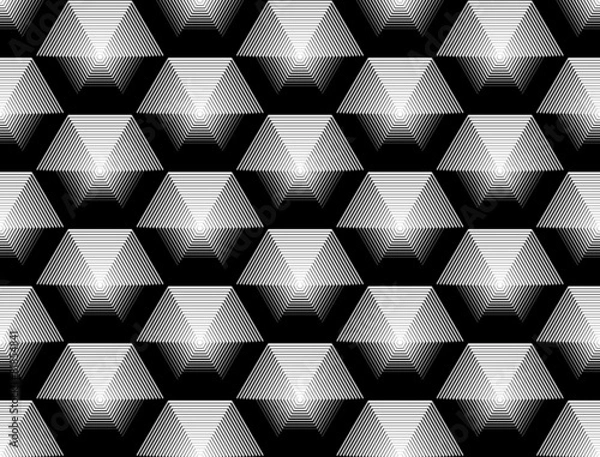 Fototapeta Design seamless monochrome hexagon geometric pattern