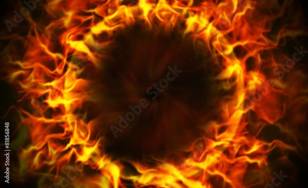 Fototapeta Fiery Ring and Flames Background