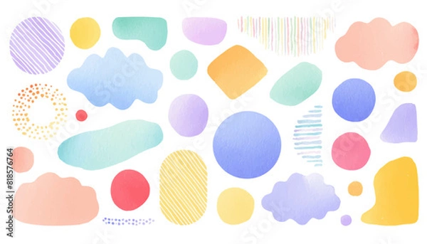 Fototapeta 水彩で描かれたシンプルで抽象的な形の素材