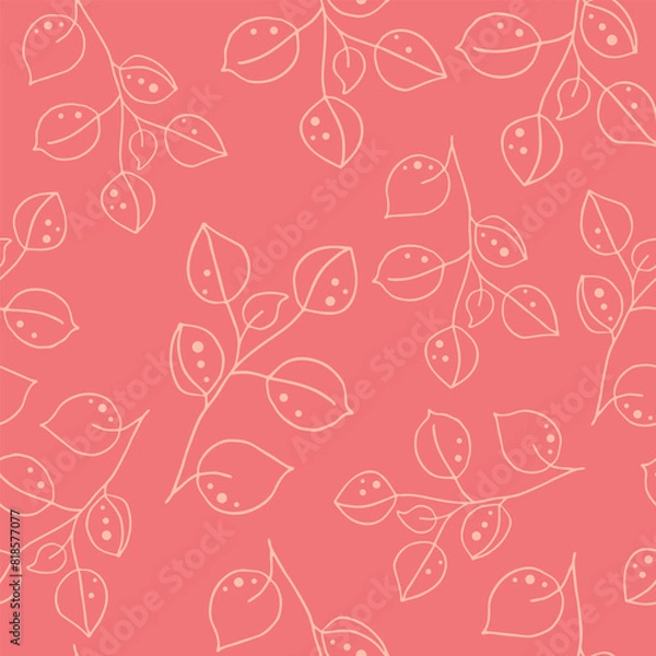 Fototapeta Seamless pattern with flowers on a peach background. Delicate pattern for fabric, packaging, cover, wallpaper.