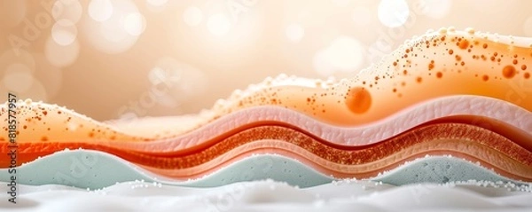 Fototapeta Vibrant illustration of skin layers, highlighting eczema with a minimalistic style and space for text