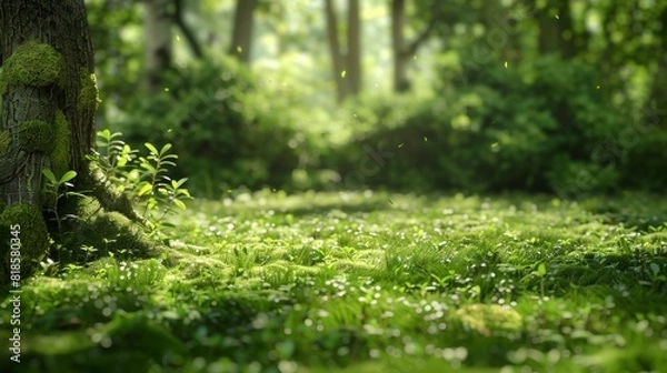 Fototapeta Tranquil Path Amidst Lush Green Forest: Nature's Serene Escape