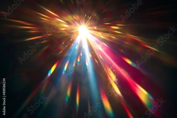 Fototapeta Abstract blurred colorful lens flare bokeh on black
