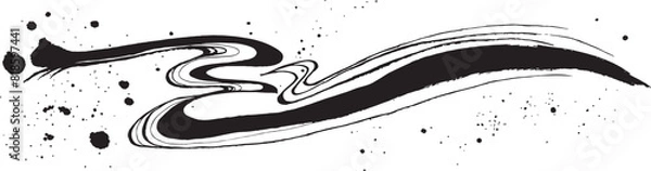 Obraz 波　波しぶき　手書きの毛筆イラスト