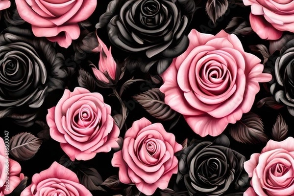 Obraz pink and black flowers background