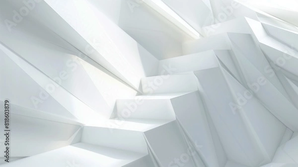 Fototapeta white abstract background with geometric patterns, soft shadows, and a sense of depth