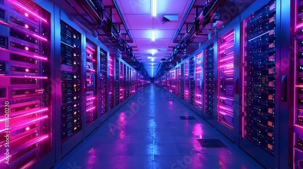 Obraz Big data center technology warehouse with servers information digitalization Starts. SAAS, Cloud Computing, Web Service
