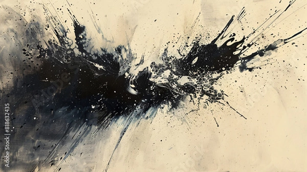 Fototapeta An abstract watercolor painting on canvas featuring fluid, overlapping brushstrokes in shades of blue and green