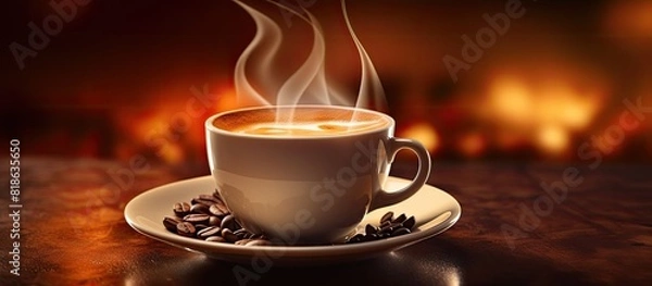 Fototapeta Enjoy your coffee break with a refreshing cup of espresso Take a moment to relax and recharge while savoring the rich aroma of the coffee. Creative banner. Copyspace image