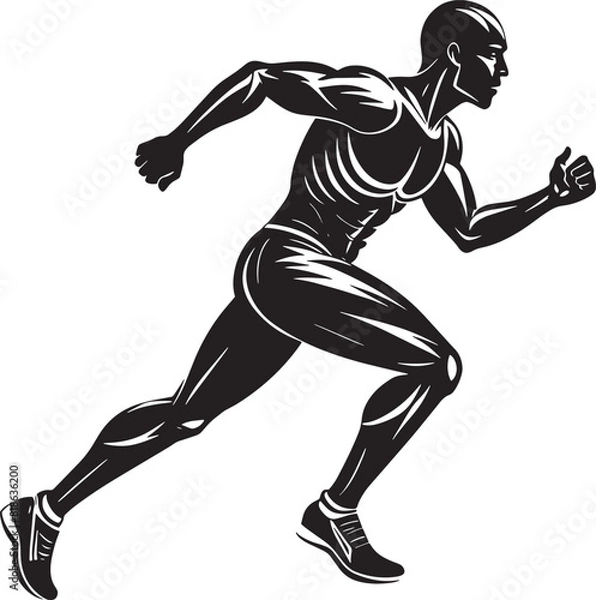 Obraz silhouette of a running person isolated on white background