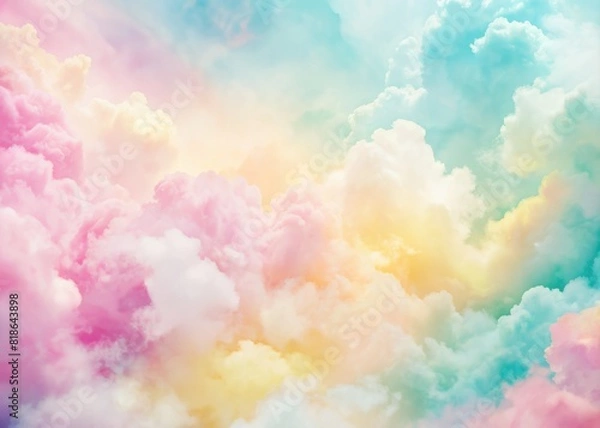 Fototapeta Soft rainbow clouds with pastel colors for background
