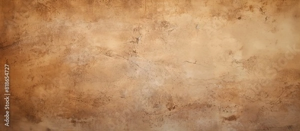 Fototapeta An abstract brown wallpaper featuring a beautiful decorative stucco surface with copy space for design This artistic texture is reminiscent of a brown Venetian plaster wall background perfect for desi