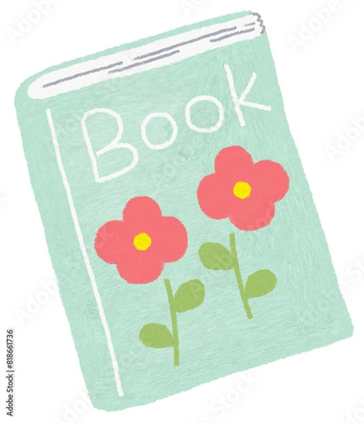 Obraz 水色の表紙の絵本のイラスト_花