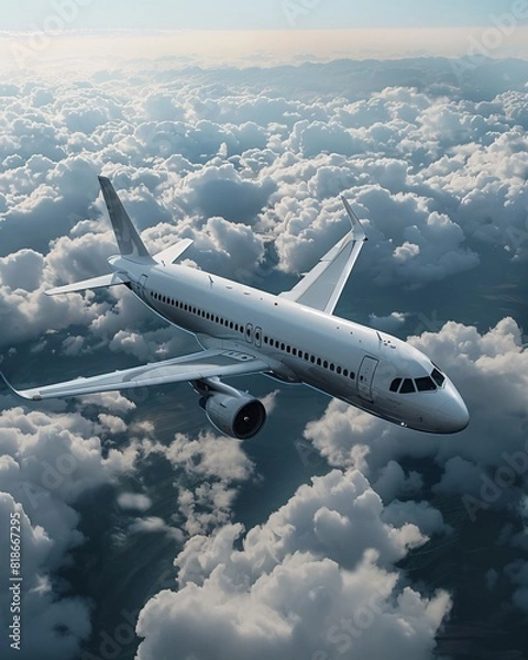 Fototapeta Passenger plane in the cloudy sky