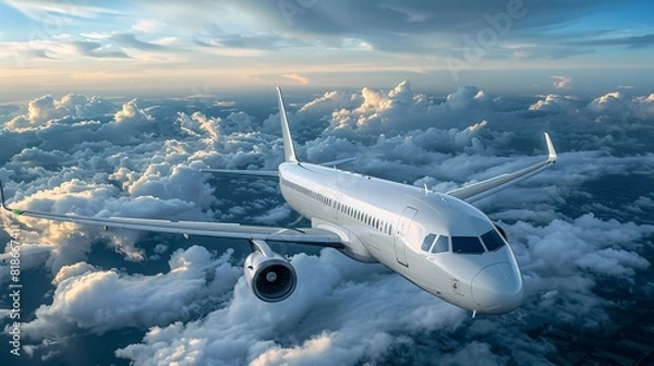 Fototapeta Passenger plane in the cloudy sky