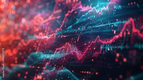 Fototapeta Abstract background of a digital chart, stock business.