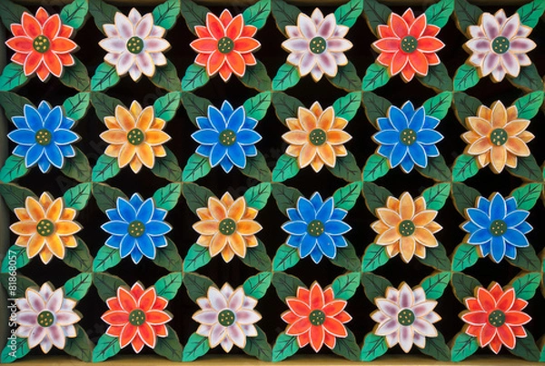 Obraz Carving lotus flower windows