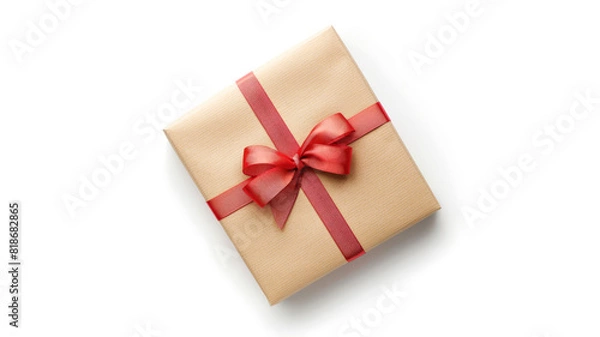 Fototapeta Greeting card mockup with a gift box, isolated white background, customizable with your design,