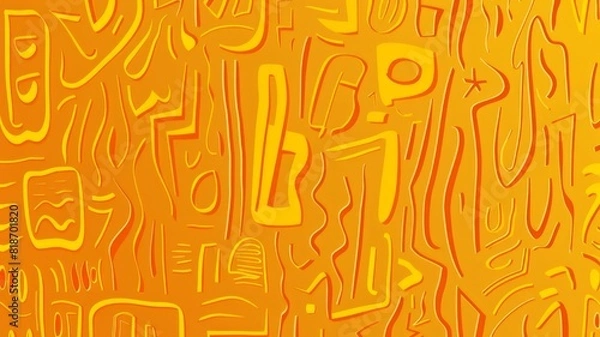 Obraz Black and white abstract background with yellow and orange random line patterns.