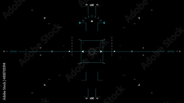 Fototapeta Satellite GPS motion aerial analysis element. User Interface. Aerospace in the United States Air Force. Aircraft Planes detected by satellite camera. Ui and Ai interface, modern military technology