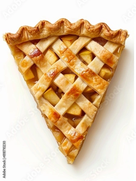 Obraz Directly above, the apple pie slice showcases intricate textures against a white backdrop