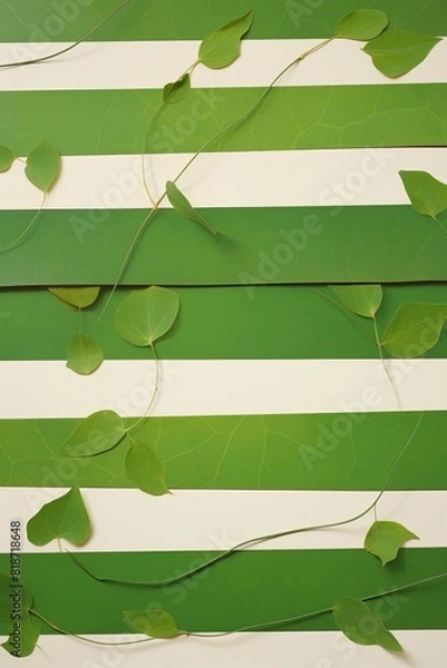 Fototapeta Green vines growing on a striped background.