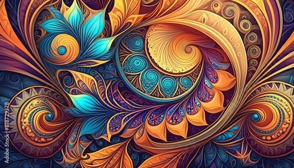 Fototapeta Complex swirl and spiral virant background suitable for artistic backgrounds, digital art prints, or abstract illustrations.
