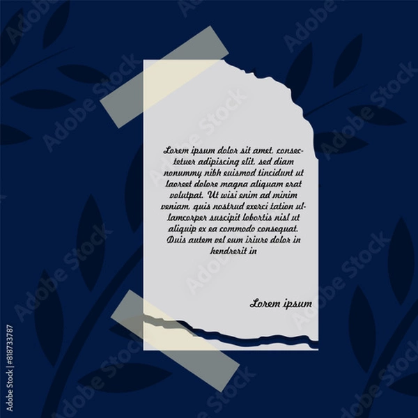 Fototapeta The social media template is in the form of a piece of paper and has tape on the corners