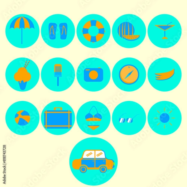 Fototapeta summer beach themed element icon vector design