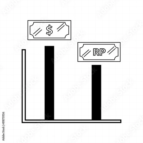 Fototapeta Dollar is getting higher condition bar chart icon vector design