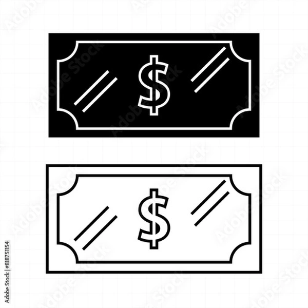 Fototapeta Simple dollar bill icon design