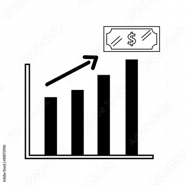 Fototapeta Dollar is getting higher condition bar chart icon vector design