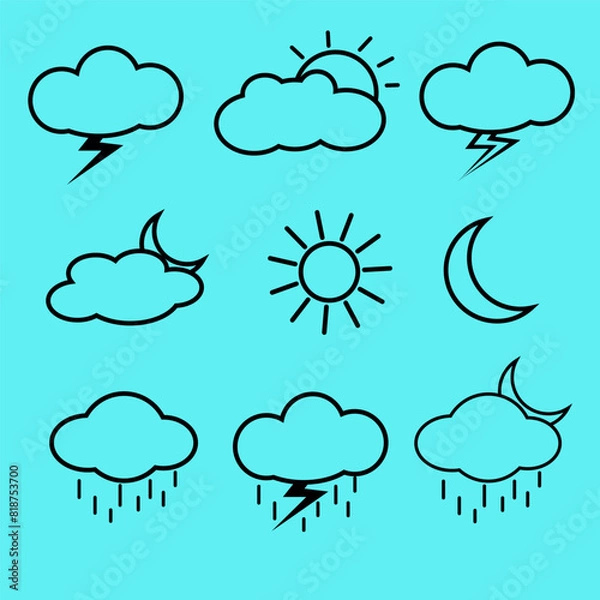 Fototapeta Simple cloud icon set design