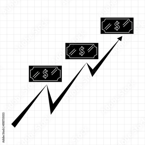 Fototapeta Dollar is getting higher condition bar chart icon vector design