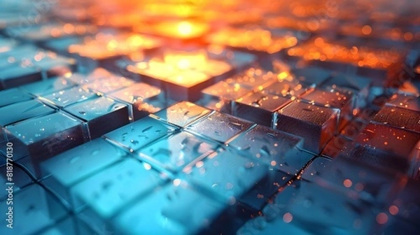 Obraz Vibrant Watercolor Photovoltaic Cells Harnessing the Potential of Solar Energy in a Hyper-Detailed,Cinematic Masterpiece