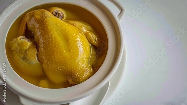 Fototapeta A chicken in a bowl of soup.