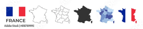 Obraz France map icon set. French map icons. Vector illustration