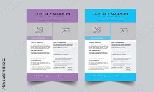 Fototapeta Capability Statement Template Design.