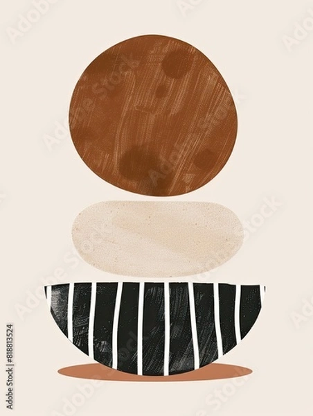 Fototapeta Scandinavian Stack: Abstract Print with Irregular Oval Shapes, Hygge Style, Minimalistic Design