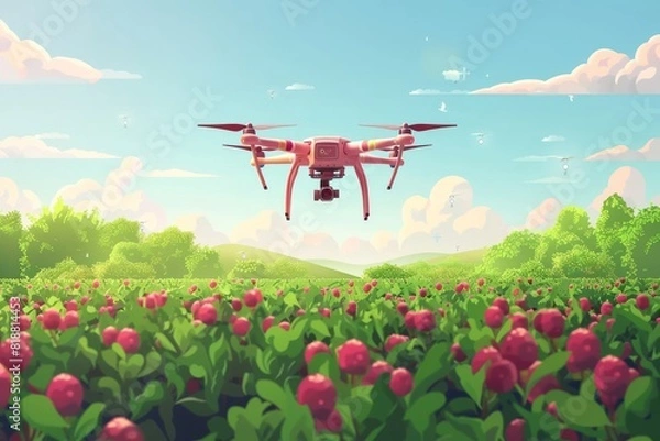Fototapeta High-tech drones in advanced farming enhance structured agricultural management, soil health monitoring, and efficient farm operations.