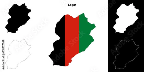 Obraz Logar province outline map set