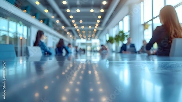 Fototapeta Professional Office Meeting with Colleagues Around a Long Table in a Modern Conference Room