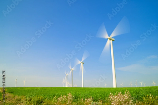 Fototapeta Wind turbine generators for green electricity production