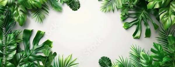 Obraz white tropical leaves background, place for text