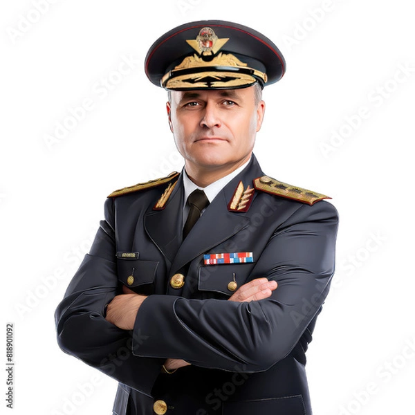 Fototapeta Policeman in a uniform on transparent background