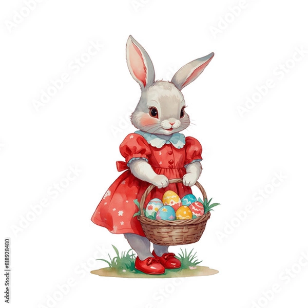Fototapeta easter bunny with easter eggs